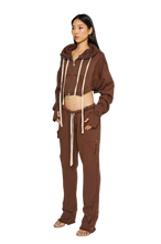 Load image into Gallery viewer, COUCOO CROPPED, ZIP UP HOODIE IN TEDDY
