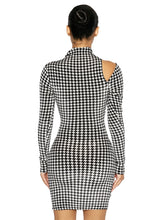 Load image into Gallery viewer, NAKED WARDROBE &#39;THE VELVET HOUNDSTOOTH&#39; MINI DRESS
